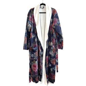 SCHLOSSBERG Floral Reversible Robe Dressing Gown Luxury Linens - Sz Medium